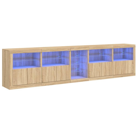 vidaXL Dressoir met LED-verlichting 283x37x67 cm sonoma eikenkleurig afbeelding2 - 1
