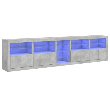 vidaXL Dressoir met LED-verlichting 283x37x67 cm betongrijs afbeelding2 - 1