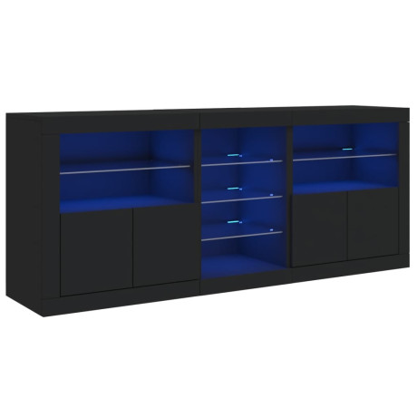 vidaXL Dressoir met LED-verlichting 162x37x67 cm zwart afbeelding2 - 1