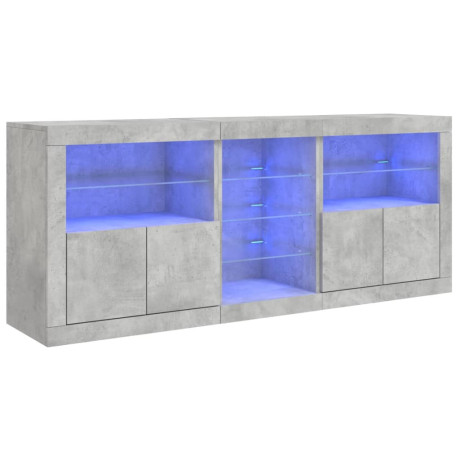 vidaXL Dressoir met LED-verlichting 162x37x67 cm betongrijs afbeelding2 - 1