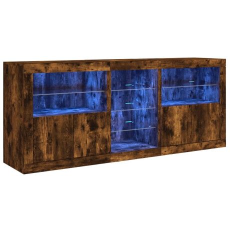 vidaXL Dressoir met LED-verlichting 162x37x67 cm bruin eiken afbeelding2 - 1