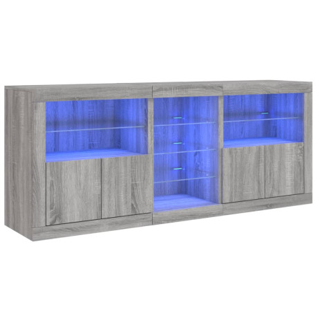 vidaXL Dressoir met LED-verlichting 162x37x67 cm grijs sonoma afbeelding2 - 1