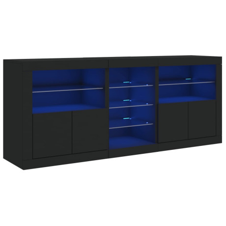 vidaXL Dressoir met LED-verlichting 181,5x37x67 cm zwart afbeelding2 - 1