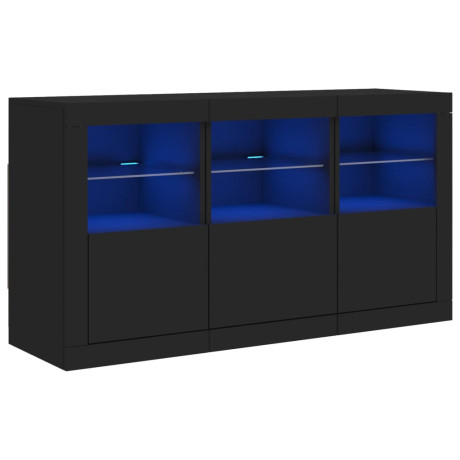 vidaXL Dressoir met LED-verlichting 123x37x67 cm zwart afbeelding2 - 1