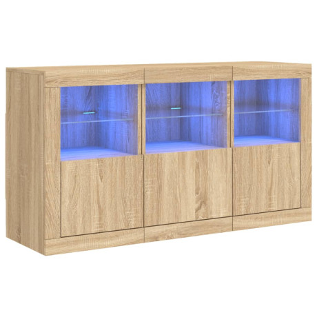 vidaXL Dressoir met LED-verlichting 123x37x67 cm sonoma eikenkleurig afbeelding2 - 1