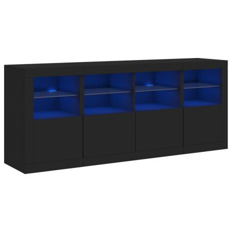 vidaXL Dressoir met LED-verlichting 162x37x67 cm zwart afbeelding2 - 1