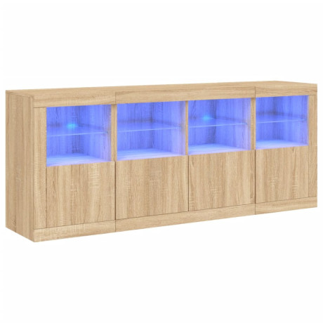 vidaXL Dressoir met LED-verlichting 163x37x67 cm sonoma eikenkleurig afbeelding2 - 1