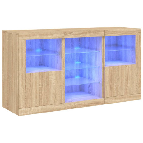 vidaXL Dressoir met LED-verlichting 123x37x67 cm sonoma eikenkleurig afbeelding2 - 1