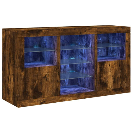 vidaXL Dressoir met LED-verlichting 123x37x67 cm gerookt eikenkleurig afbeelding2 - 1