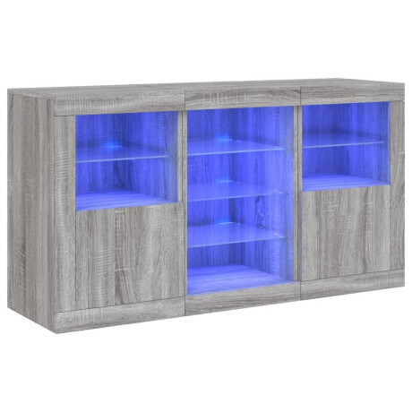 vidaXL Dressoir met LED-verlichting 123x37x67 cm grijs sonoma eiken afbeelding2 - 1