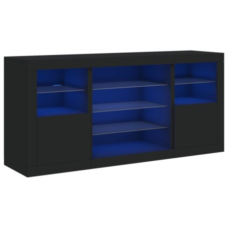 vidaXL Dressoir met LED-verlichting 142,5x37x67 cm zwart afbeelding2 - 1