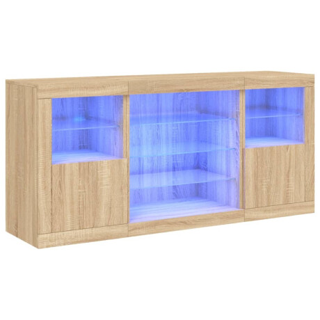 vidaXL Dressoir met LED-verlichting 142,5x37x67 cm sonoma eikenkleurig afbeelding2 - 1