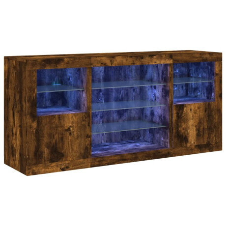vidaXL Dressoir met LED-verlichting 142,5x37x67 cm gerookt eikenkleur afbeelding2 - 1