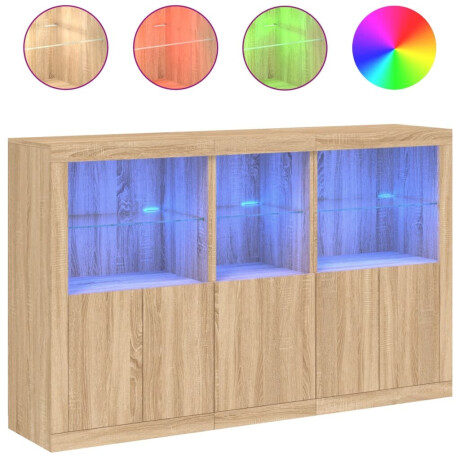 vidaXL Dressoir met LED-verlichting 162x37x100 cm sonoma eikenkleurig afbeelding2 - 1