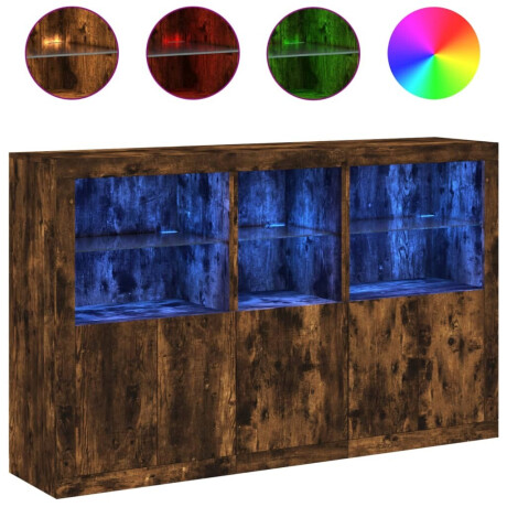 vidaXL Dressoir met LED-verlichting 162x37x100 cm gerookt eikenkleurig afbeelding2 - 1