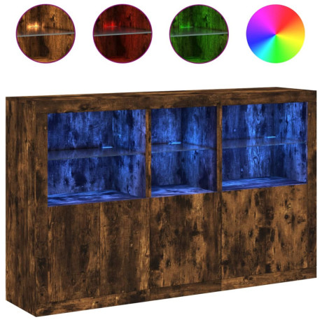 vidaXL Dressoir met LED-verlichting 162x37x100 cm gerookt eikenkleurig afbeelding2 - 1