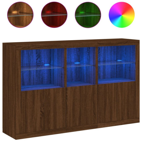 vidaXL Dressoir met LED-verlichting 162x37x100 cm bruin eikenkleur afbeelding2 - 1