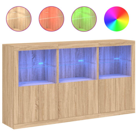 vidaXL Dressoir met LED-verlichting 181,5x37x100 cm sonoma eikenkleur afbeelding2 - 1