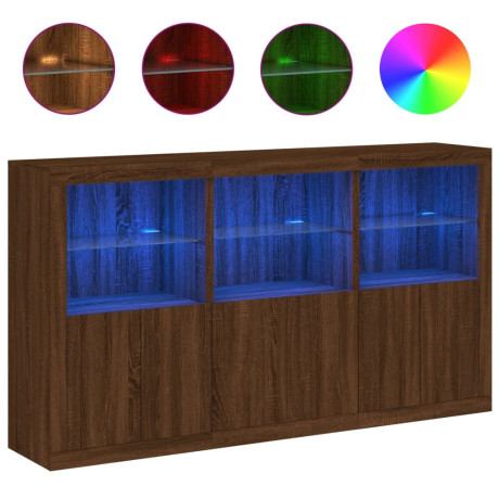 vidaXL Dressoir met LED-verlichting 181,5x37x100 cm bruin eikenkleur afbeelding2 - 1