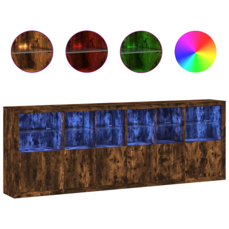 vidaXL Dressoir met LED-verlichting 283x37x100 cm gerookt eikenkleurig afbeelding2 - 1