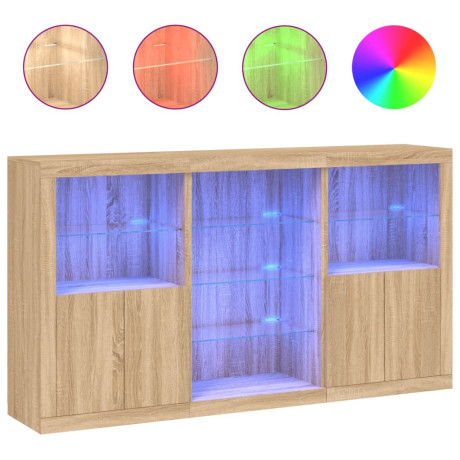 vidaXL Dressoir met LED-verlichting 181,5x37x100 cm sonoma eikenkleur afbeelding2 - 1