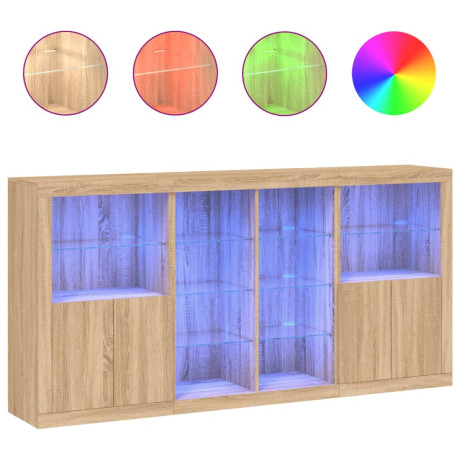 vidaXL Dressoir met LED-verlichting 202x37x100 cm sonoma eikenkleurig afbeelding2 - 1