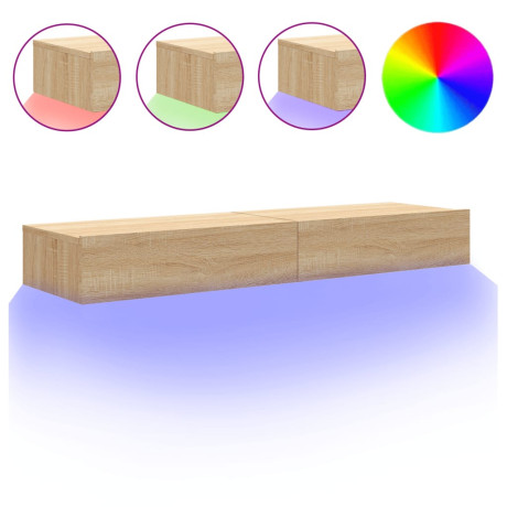 vidaXL Tv-meubelen 2 st met LED-verlichting 60x35x15,5 cm sonoma eiken afbeelding2 - 1