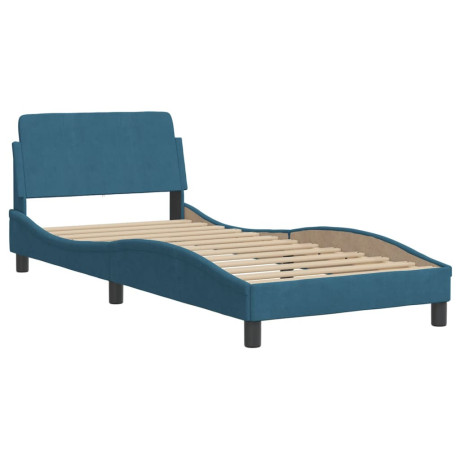 vidaXL Bedframe met hoofdbord fluweel blauw 80x200 cm afbeelding2 - 1