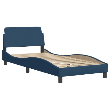 vidaXL Bedframe met hoofdeinde zonder matras 90x200 cm stof blauw afbeelding2 - 1