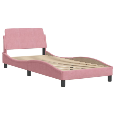 vidaXL Bedframe met hoofdeinde fluweel roze 90x200 cm afbeelding2 - 1