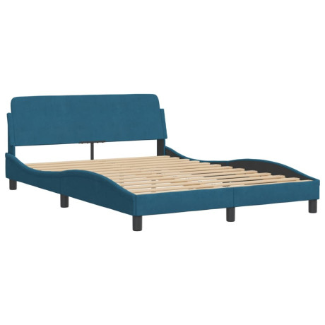 vidaXL Bedframe met hoofdeinde fluweel blauw 120x200 cm afbeelding2 - 1