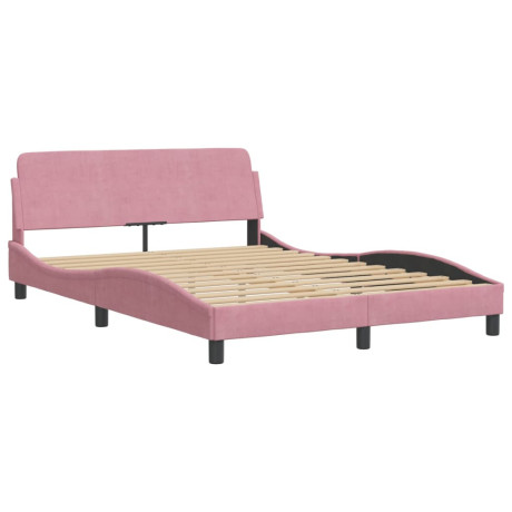 vidaXL Bedframe met hoofdeinde fluweel roze 120x200 cm afbeelding2 - 1