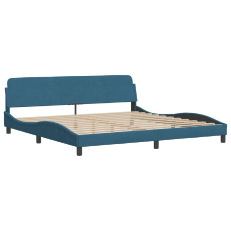 vidaXL Bedframe met hoofdeinde fluweel blauw 200x200 cm afbeelding2 - 1