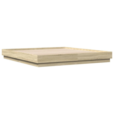 vidaXL Bedframe bewerkt hout sonoma eikenkleurig 200x200 cm afbeelding2 - 1