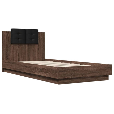 vidaXL Bedframe met hoofdeinde bewerkt hout bruineikenkleur 90x200 cm afbeelding2 - 1