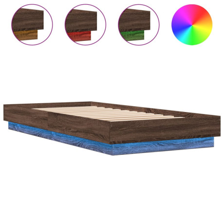 vidaXL Bedframe met LED-verlichting bruin eikenkleurig 100x200 cm afbeelding2 - 1
