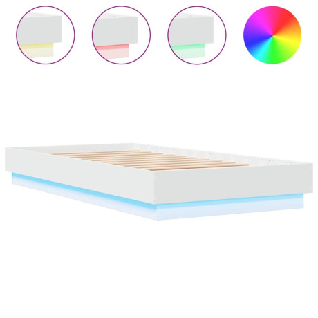 vidaXL Bedframe met LED-verlichting wit 90x190 cm afbeelding2 - 1