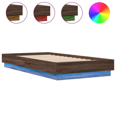 vidaXL Bedframe met LED-verlichting bruin eikenkleurig 75x190 cm afbeelding2 - 1