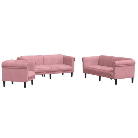 vidaXL 3-delige Loungeset fluweel roze afbeelding2 - 1