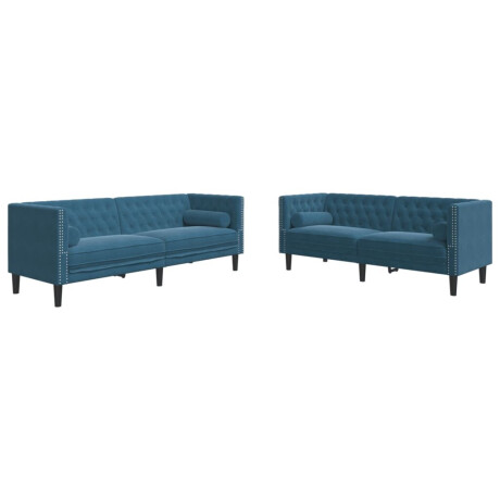 vidaXL 2-delige Loungeset Chesterfield met bolsters fluweel blauw afbeelding2 - 1