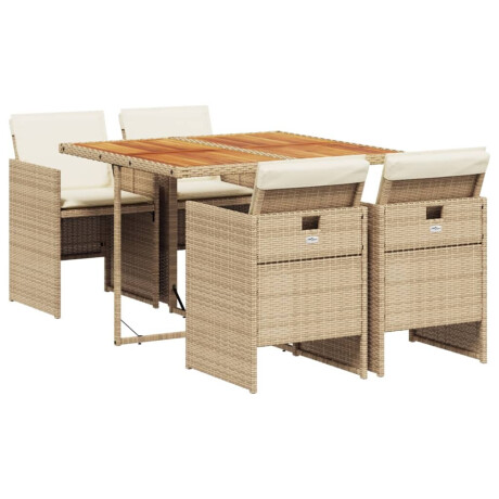 vidaXL 5-delige Tuinset met kussens poly rattan beige afbeelding2 - 1