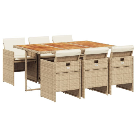 vidaXL 7-delige Tuinset met kussens poly rattan beige afbeelding2 - 1