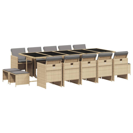 vidaXL 15-delige Tuinset met kussens poly rattan gemengd beige afbeelding2 - 1