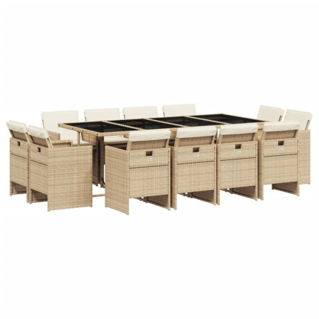 vidaXL 13-delige Tuinset met kussens poly rattan beige afbeelding2 - 1