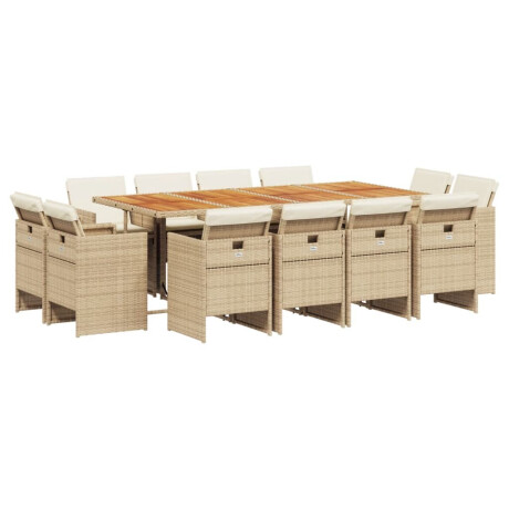 vidaXL 13-delige Tuinset met kussens poly rattan beige afbeelding2 - 1