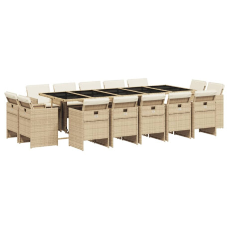 vidaXL 15-delige Tuinset met kussens poly rattan beige afbeelding2 - 1