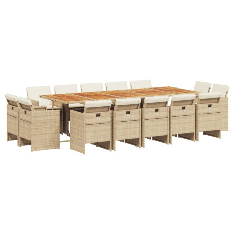 vidaXL 15-delige Tuinset met kussens poly rattan beige afbeelding2 - 1