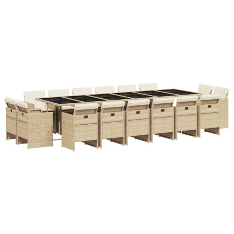 vidaXL 17-delige Tuinset met kussens poly rattan beige afbeelding2 - 1