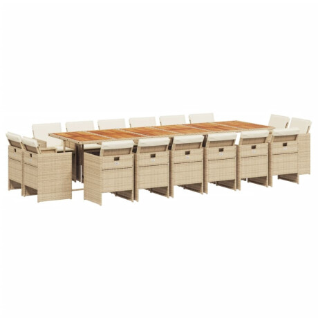 vidaXL 17-delige Tuinset met kussens poly rattan beige afbeelding2 - 1