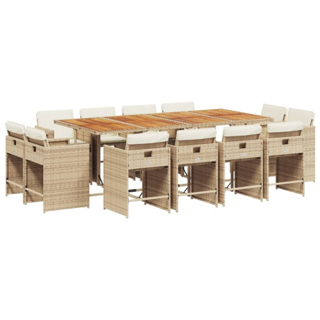 vidaXL 13-delige Tuinset met kussens poly rattan beige afbeelding2 - 1